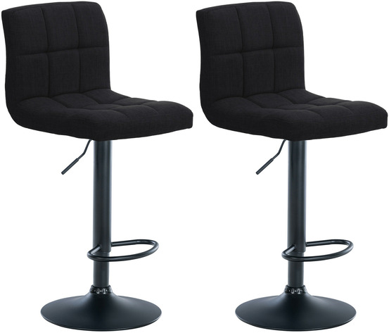Lot de 2 tabourets de bar calma tissu noir