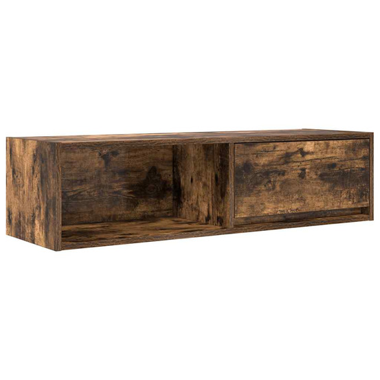 Meuble tv chêne fumé 100x31x25,5 cm bois d'ingénierie
