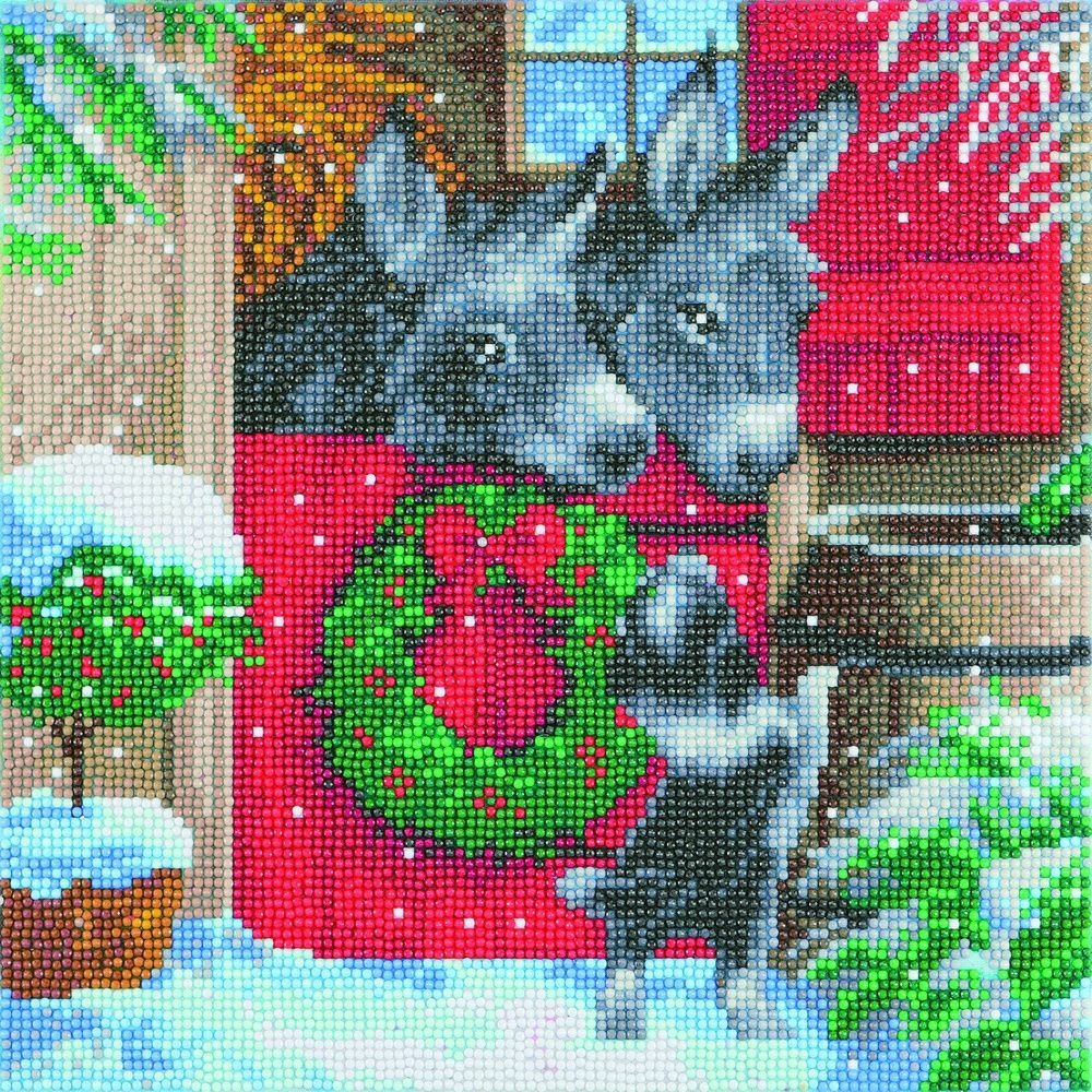 Tableau crystal art à diamanter - ânes de noël - 30 x 30 cm