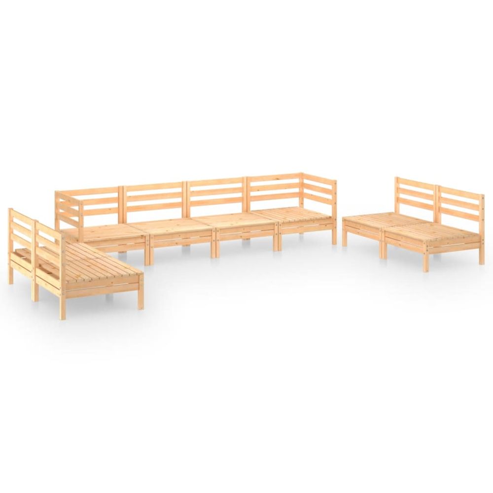 Salon de jardin 8 pcs bois de pin massif