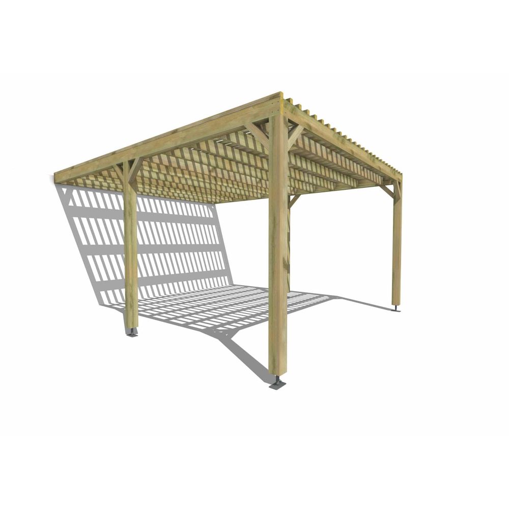 Pergola bois • 4m x 5m • adossée • sens largeur • lattage bois • livraison comprise