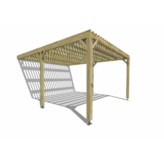 Pergola bois • 4m x 5m • adossée • sens largeur • lattage bois • livraison comprise