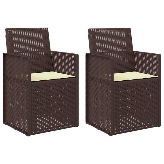 Chaises de jardin salle à manger 2 pc marron et crème pp