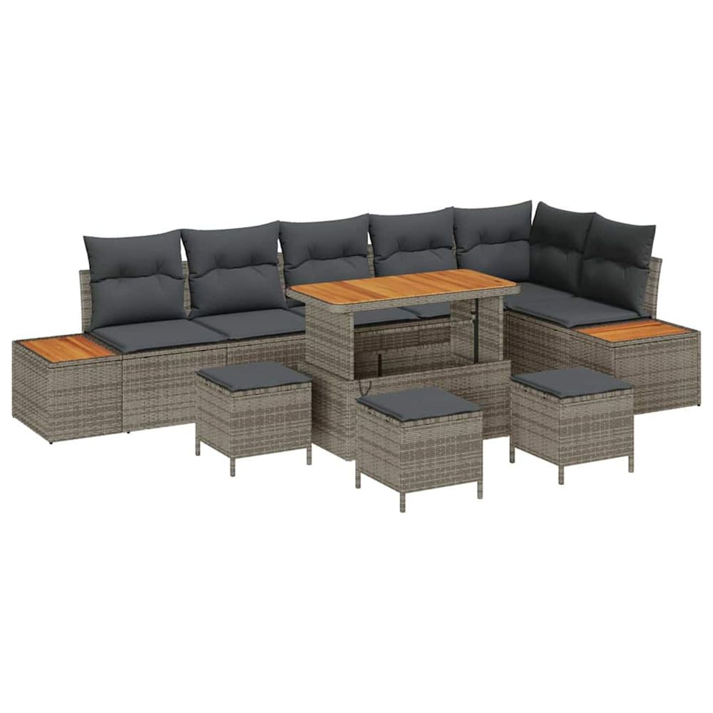 Ensemble de canapé de jardin 10 pc 9-nombre de places gris