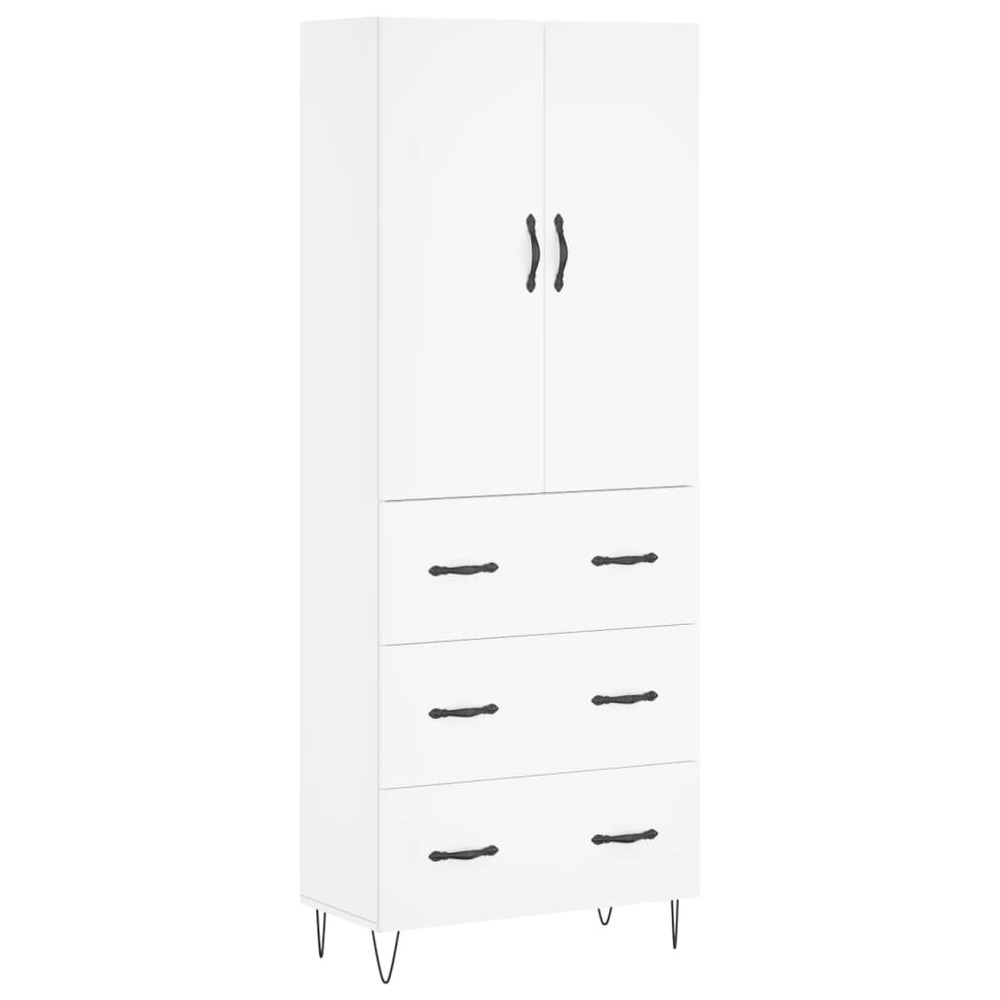 Buffet bahut commode armoire meuble de rangement organisateur cuisine salle de séjour salon haut 69,5 x 34 x 180 cm bois d'in