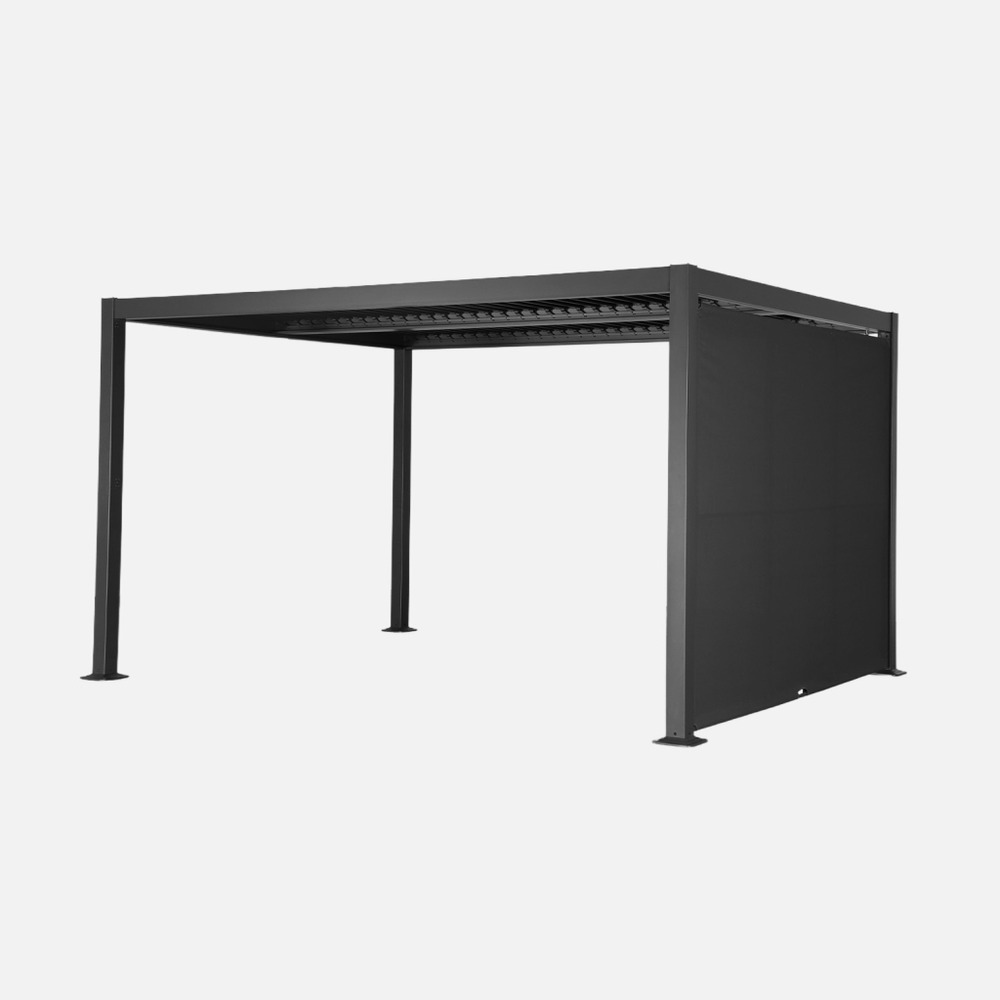 Pergola bioclimatique aluminium et acier 4x3m + auvent 3m palace