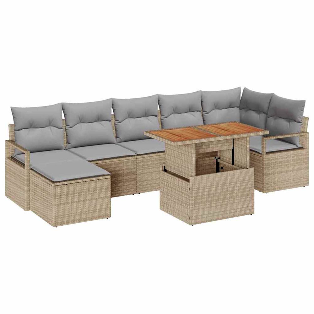 Ensemble de canapé de jardin 8 pc beige et gris