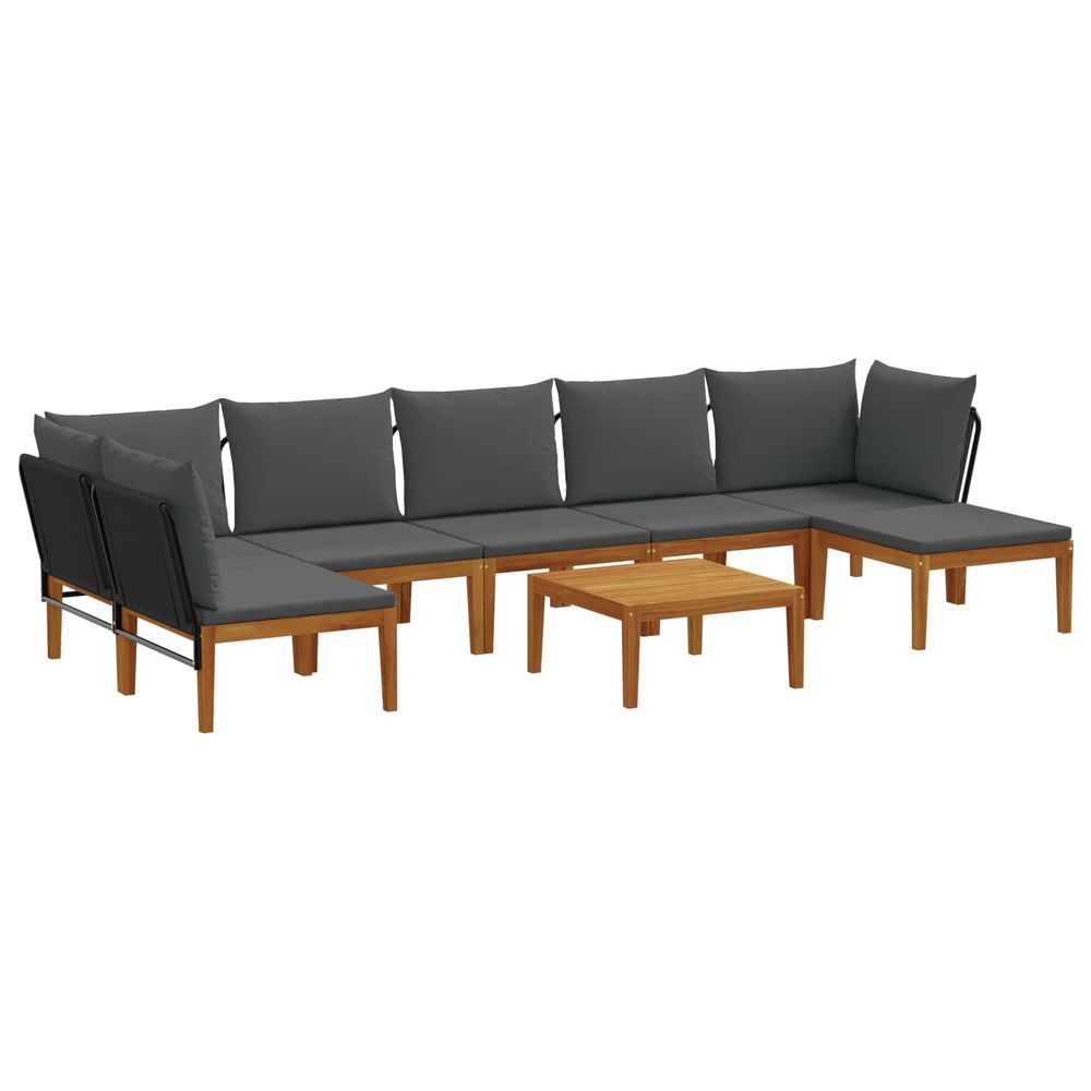8 pc bois d'acacia massif et corde naturel