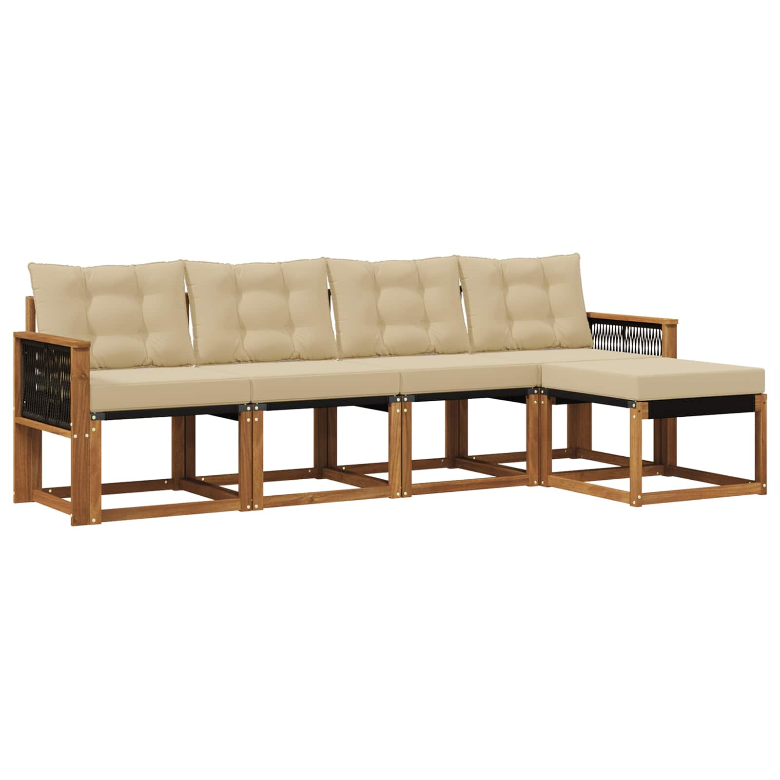 Ensemble de canapés d'extérieur 5 pcs naturel et beige