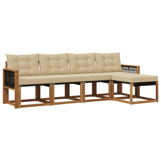 Ensemble de canapés d'extérieur 5 pcs naturel et beige