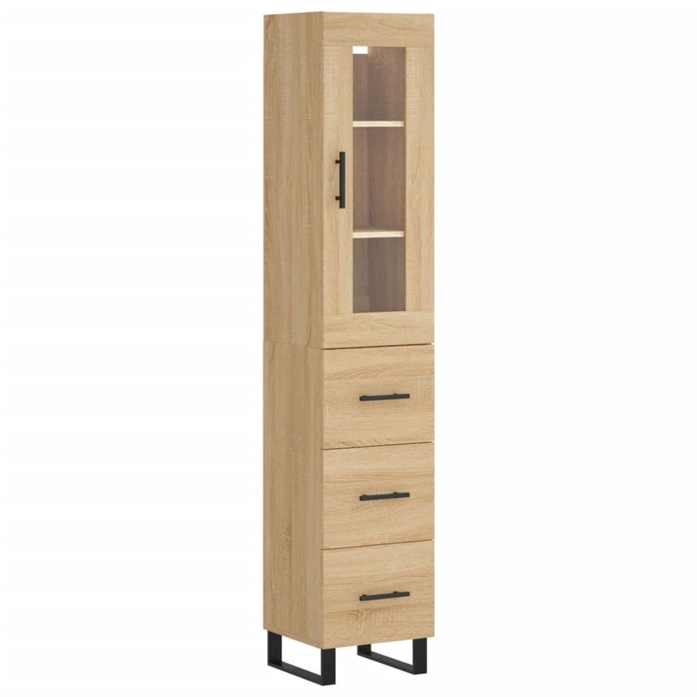 Buffet haut chêne sonoma 34,5x34x180 cm bois d'ingénierie