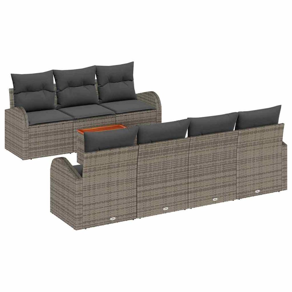Ensemble de canapé de jardin 8 pc gris polyrotin