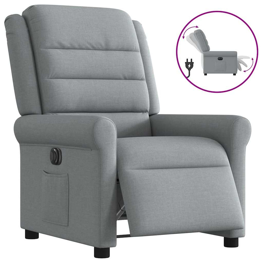 Fauteuil inclinable électrique gris clair tissu