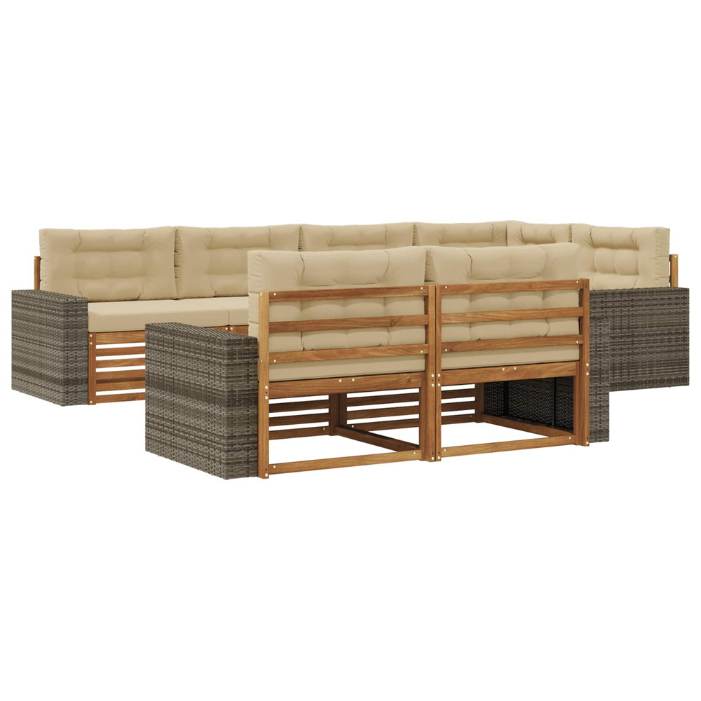 Ensemble de canapés d'extérieur 7 pcs naturel et beige