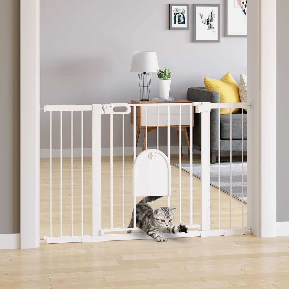 Barrière sécurité extensible métal escalier porte auto-close 75-131cm blanc - comfortxl pet living