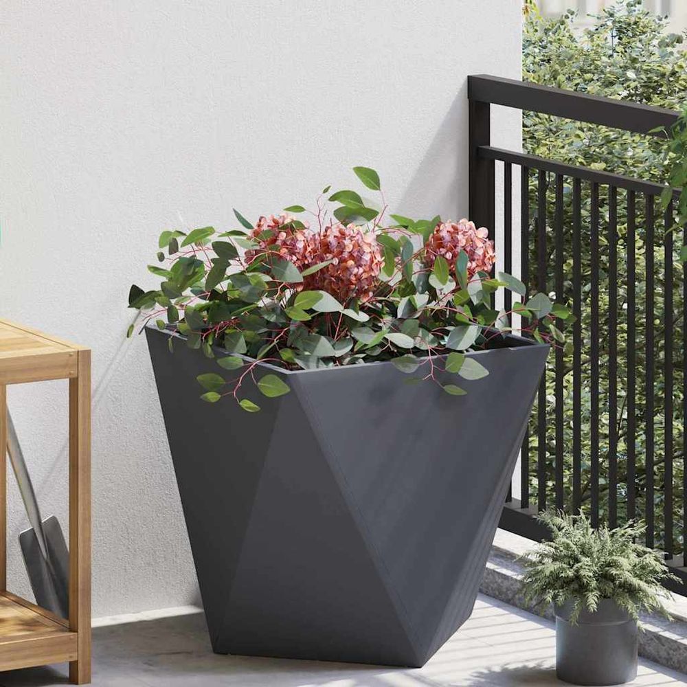 Jardinière carrée acier pour extérieur jardin terrasse anthracite 50x50 cm