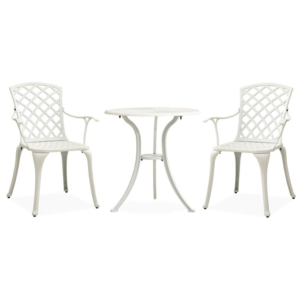 Ensemble de bistro 3 pcs aluminium coulé blanc