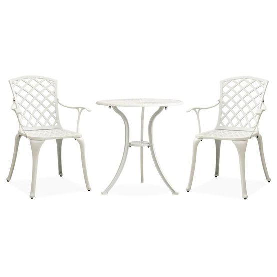 Ensemble de bistro 3 pcs aluminium coulé blanc