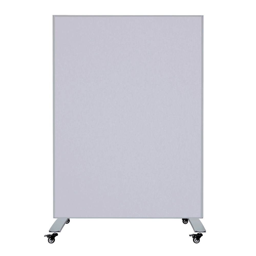 Cloison mobile - panneau acoustique / tableau blanc - 120x160 cm - gris clair / blanc
