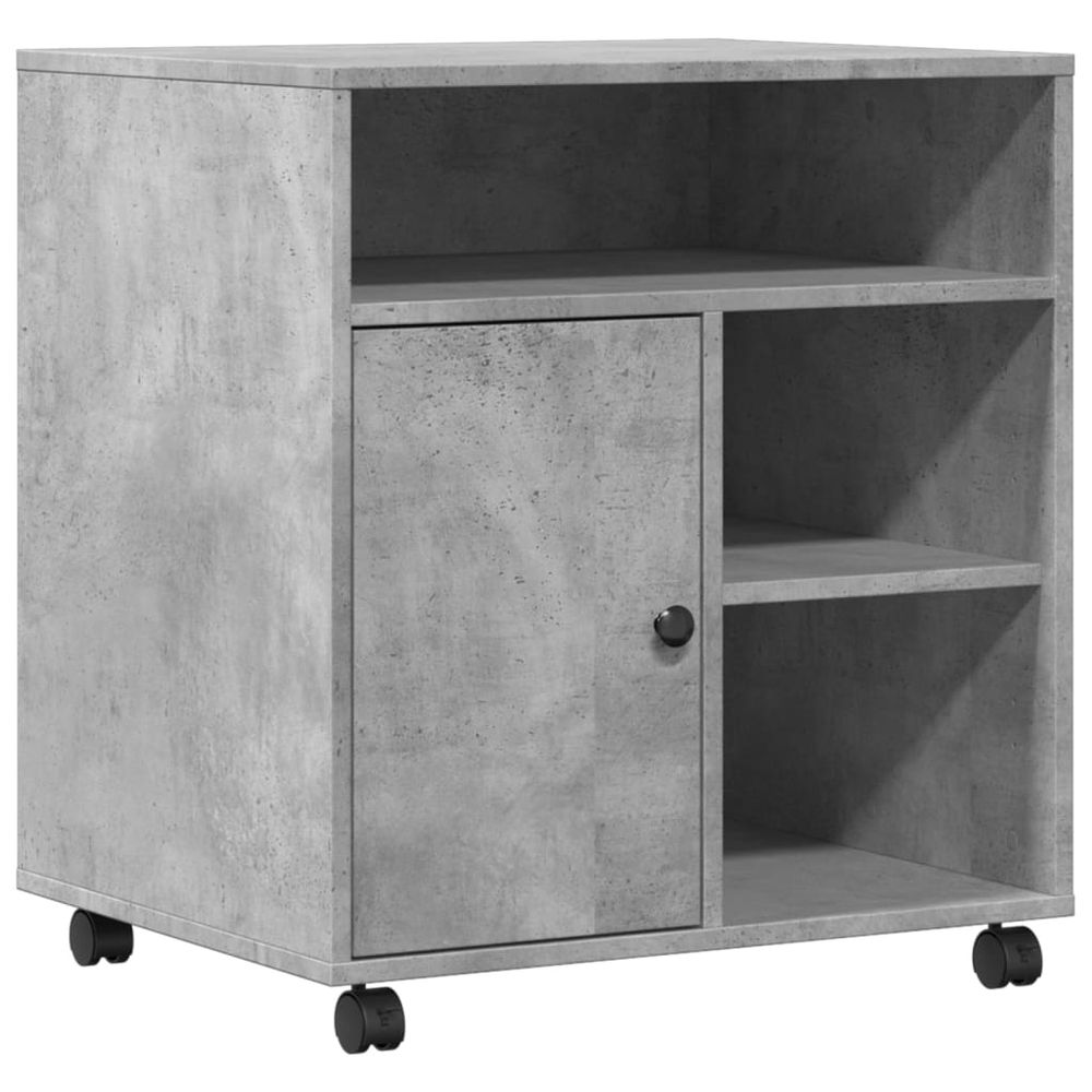 VidaXL Support D'Imprimante Avec Roulettes Gris Béton 60x48x74 Cm - Table Pratique Et Robuste