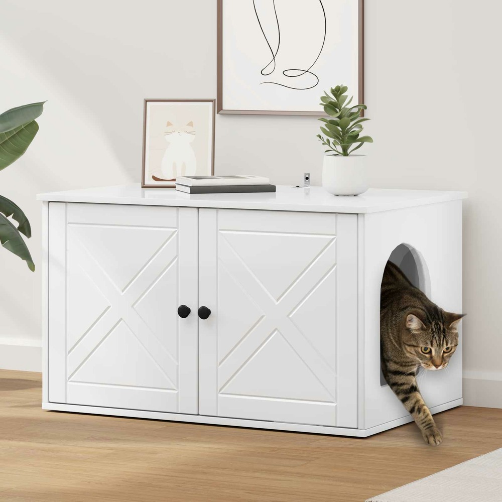 Maison pour chat blanc brillant 85 x 55 x 50 cm