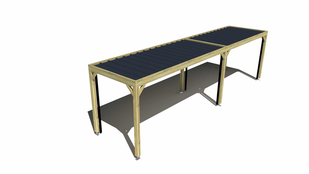 Carport bois • 9m x 2m • indépendante • sens largeur • livraison comprise