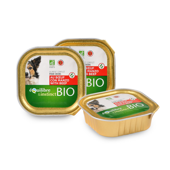 Equilibre & instinct - pâtées bio au boeuf pour chien 150g