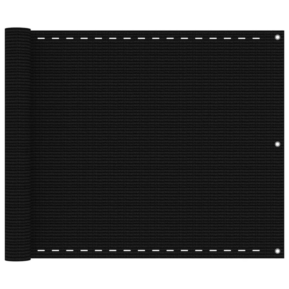 Écran de balcon noir 75x300 cm pehd