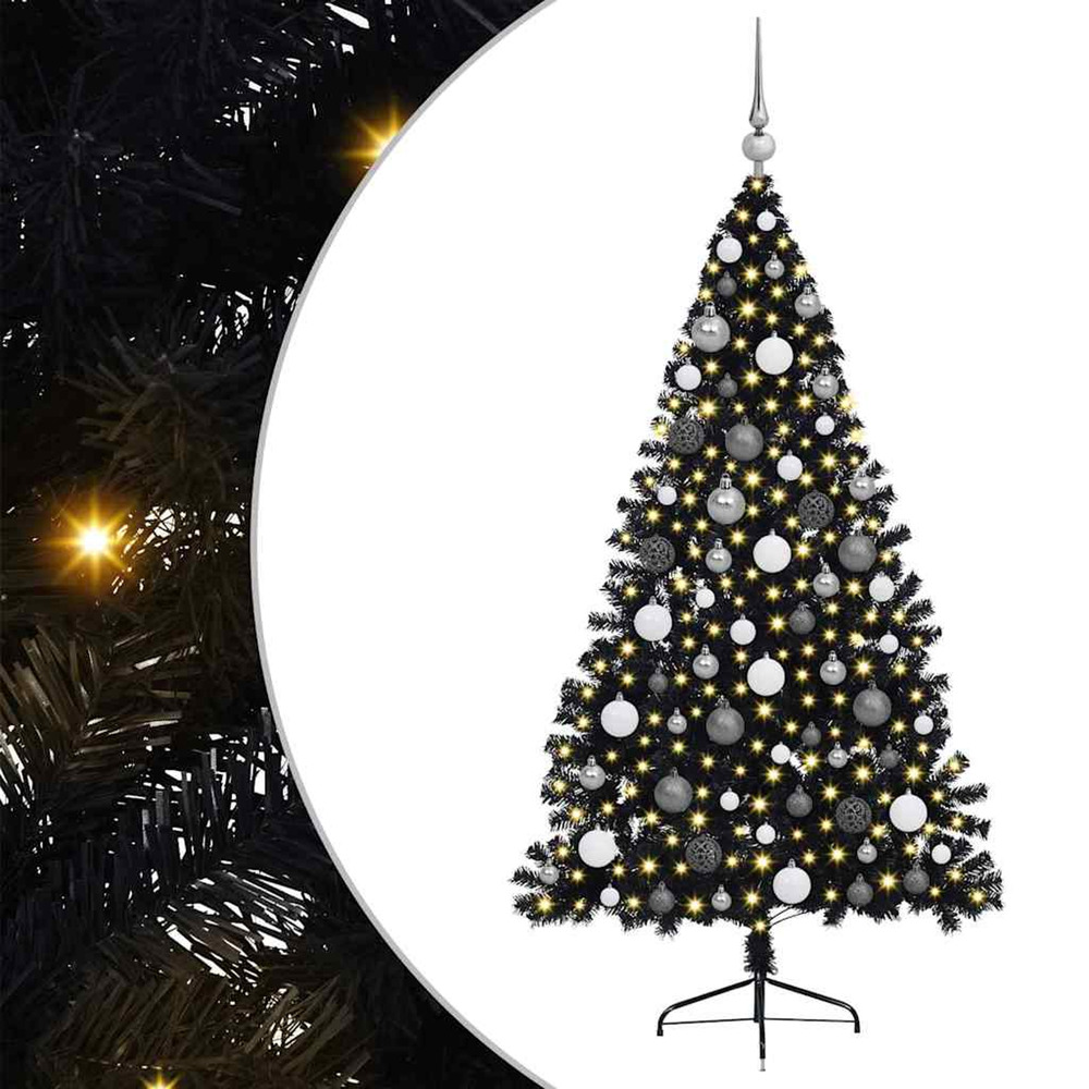 Sapin de noël artificiel pré-éclairé noir 180 cm pvc