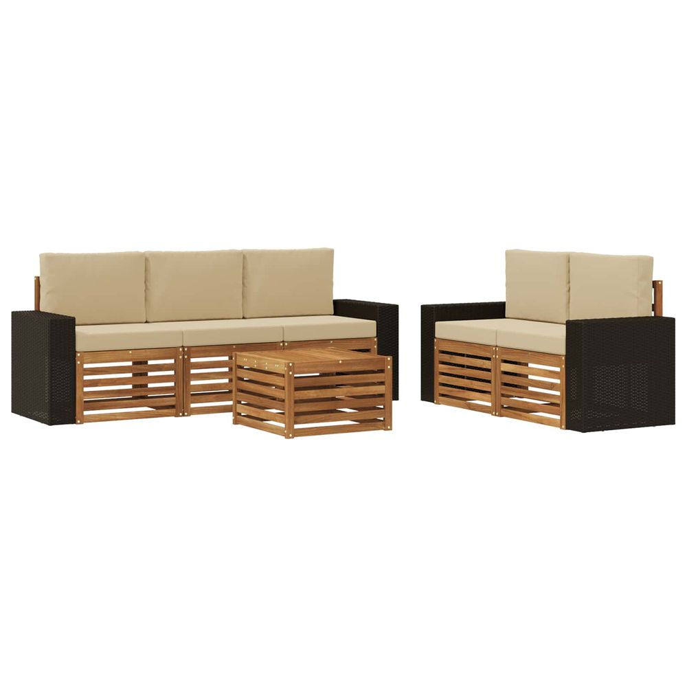 Ensemble de canapés d'extérieur 6 pc naturel et beige