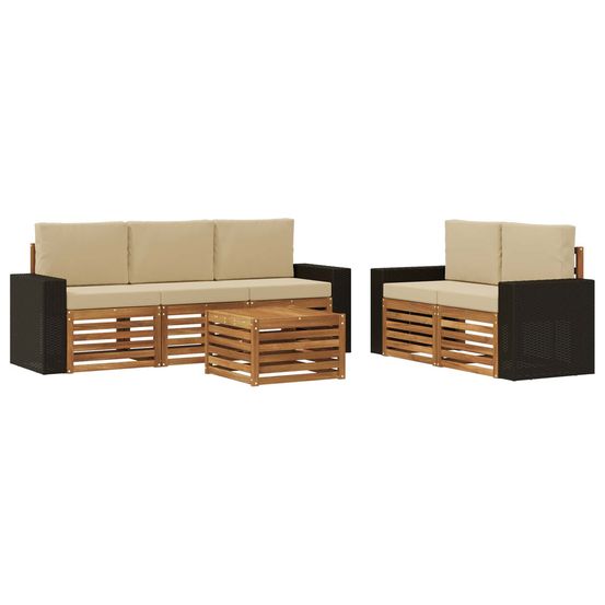 Ensemble de canapés d'extérieur 6 pc naturel et beige