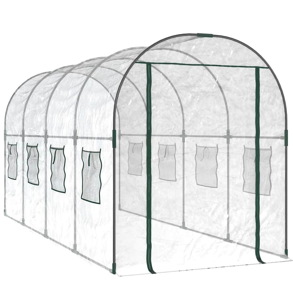 Serre transparent 160x400x190 cm pvc et acier enduit de poudre