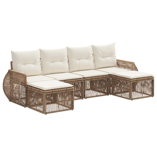 Ensemble de canapé de jardin 6 pcs beige et blanc crème