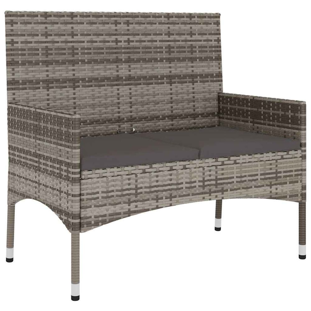 Banc de jardin à 2 places avec coussins gris résine tressée