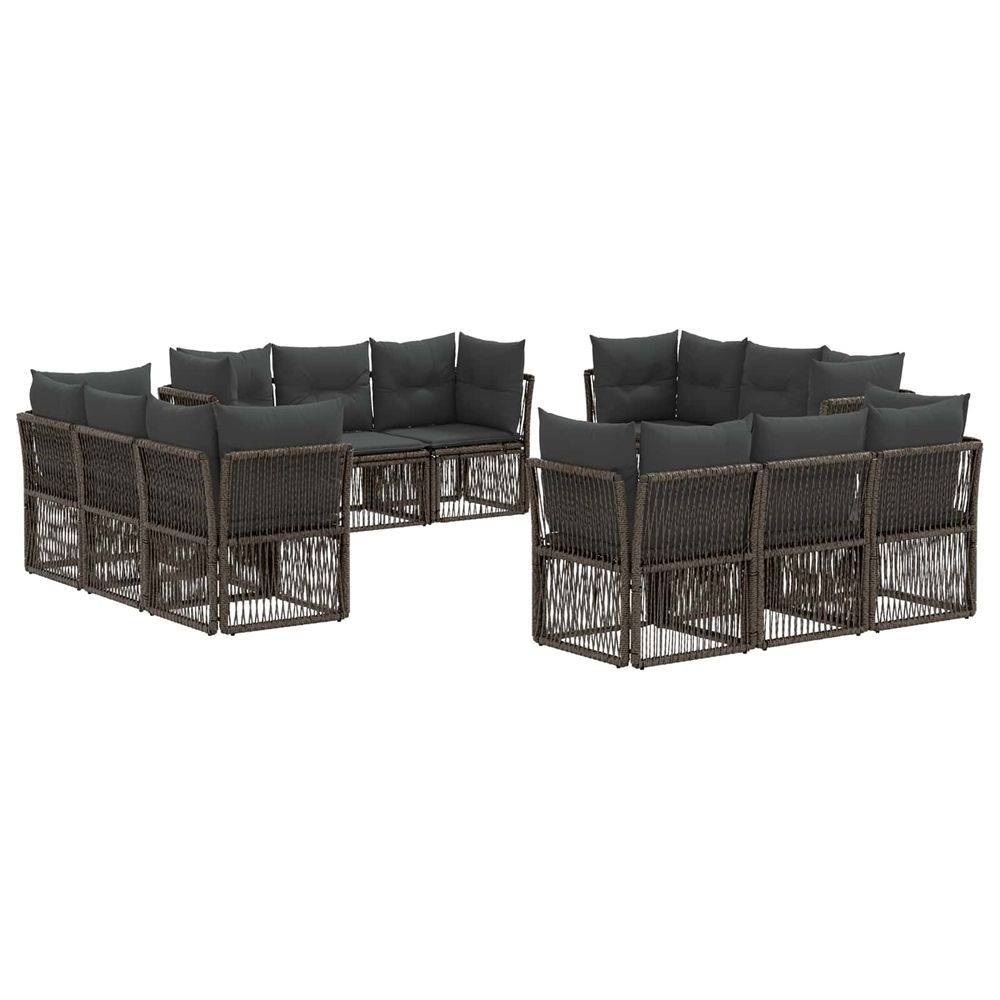 Ensemble de canapé de jardin 12 pc gris polyrotin