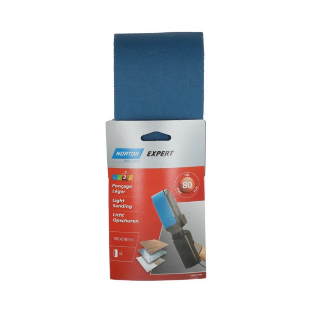 2 bandes corindon expert 100 x 610 mm (grain 80)