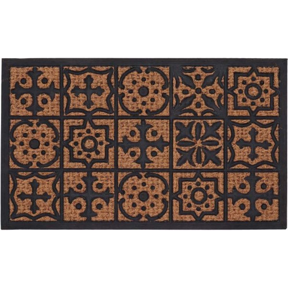 Paillasson en fibres de coco et caoutchouc avec motifs 75 x 45 cm mosaique