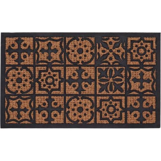 Paillasson en fibres de coco et caoutchouc avec motifs 75 x 45 cm mosaique