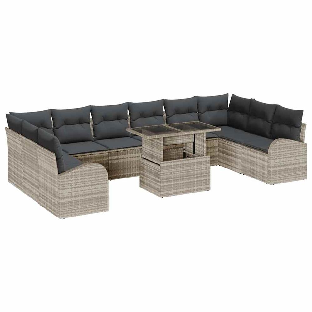 Ensemble de canapé de jardin 11 pc gris clair poly rotin
