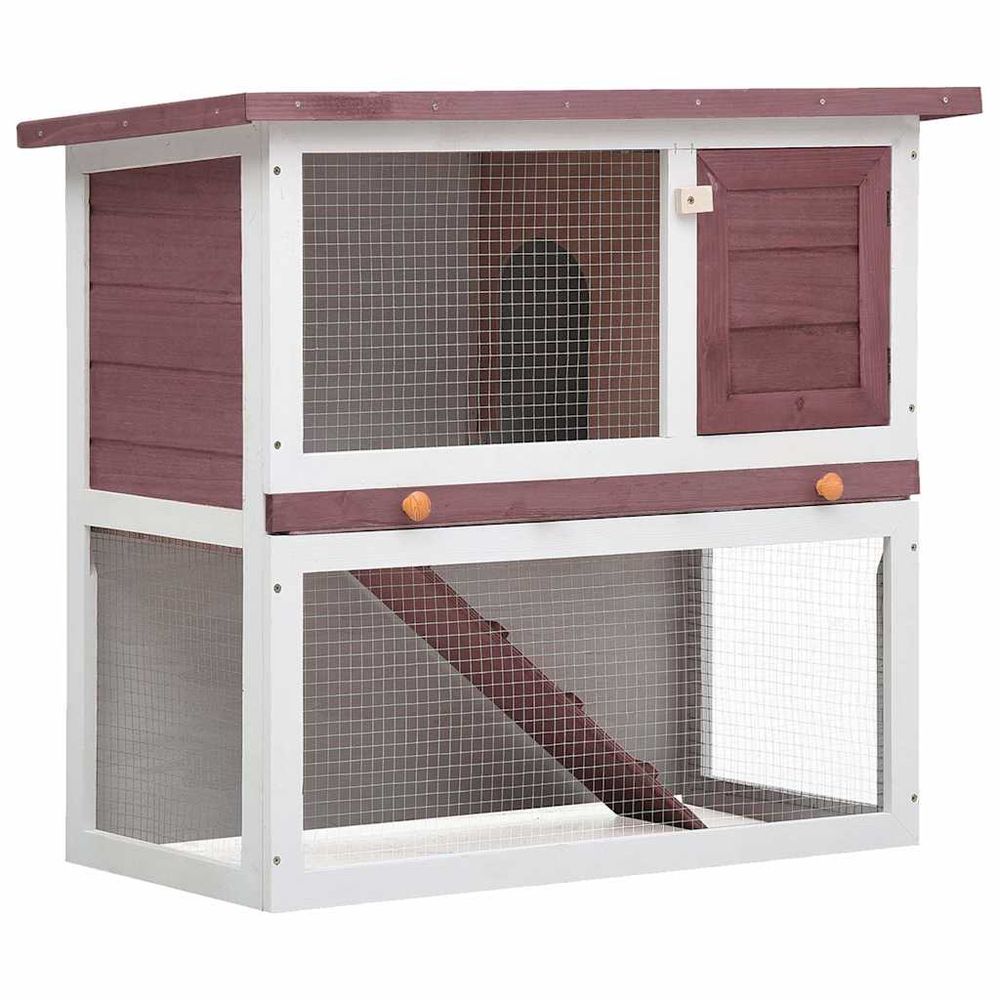 Clapier à lapin en bois avec rampe d'accès pour jardin marron 90cm