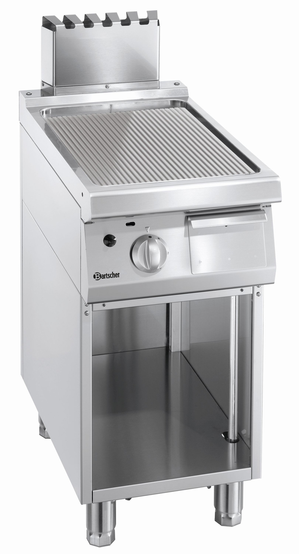 Plancha professionnelle gaz nervurée - soubassement ouvert - bartscher