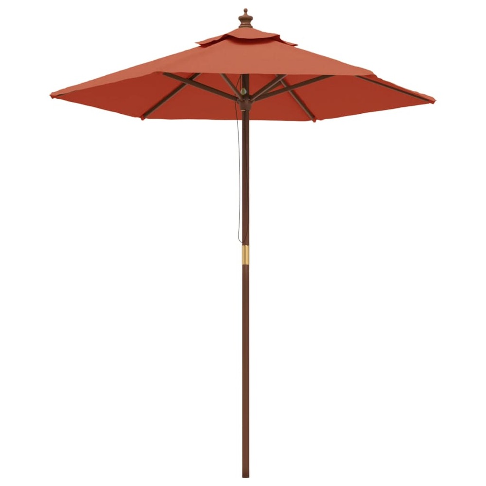 Parasol de jardin avec mât en bois terre cuite 196x231 cm