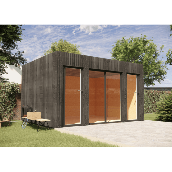 Studio de jardin re2020 en bois 4,4 x 3,5 x 2,7 m / isolation re2020 / menuiseries alu k-line