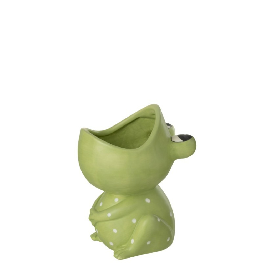 Cache-pot grenouille en poterie vert 16.5x15.5x21 cm