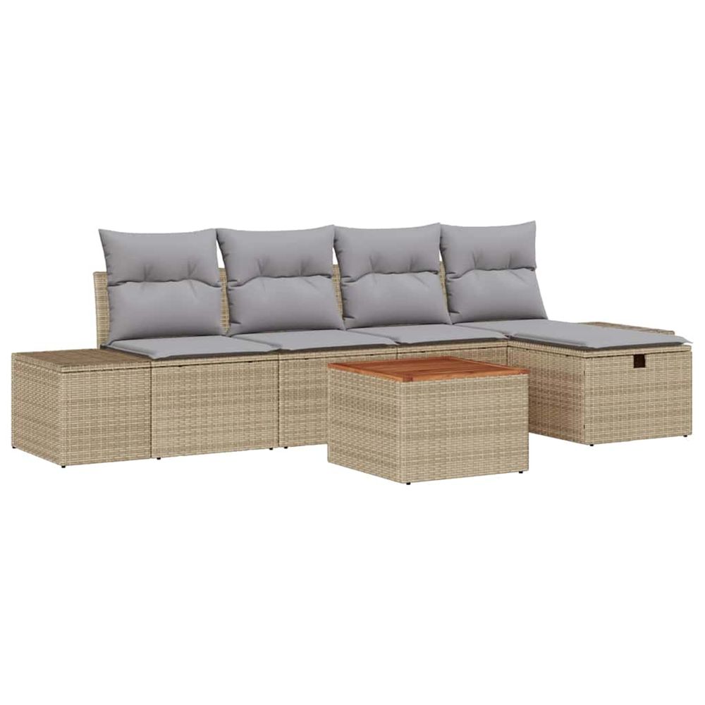 Ensemble de canapé de jardin 6 pc beige polyrotin