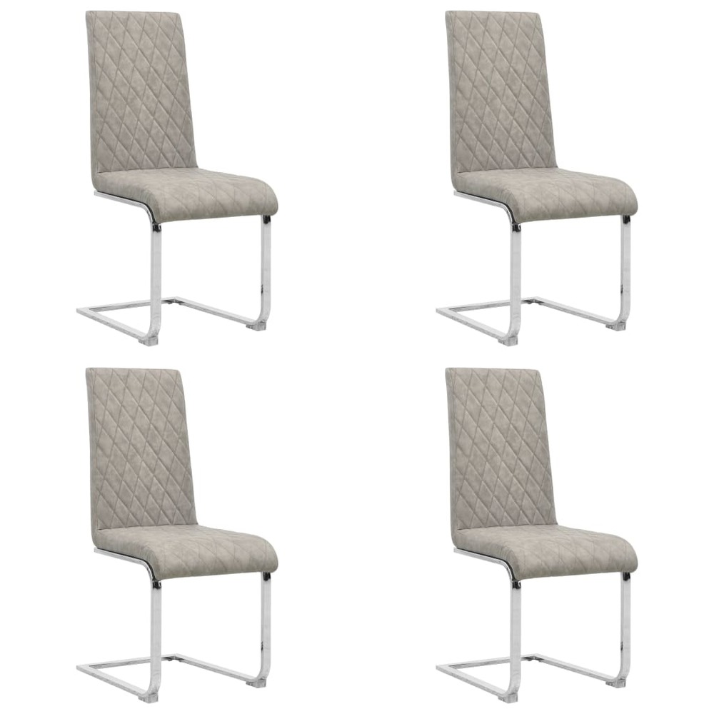Chaises de salle à manger cantilever 4pcs gris clair similicuir