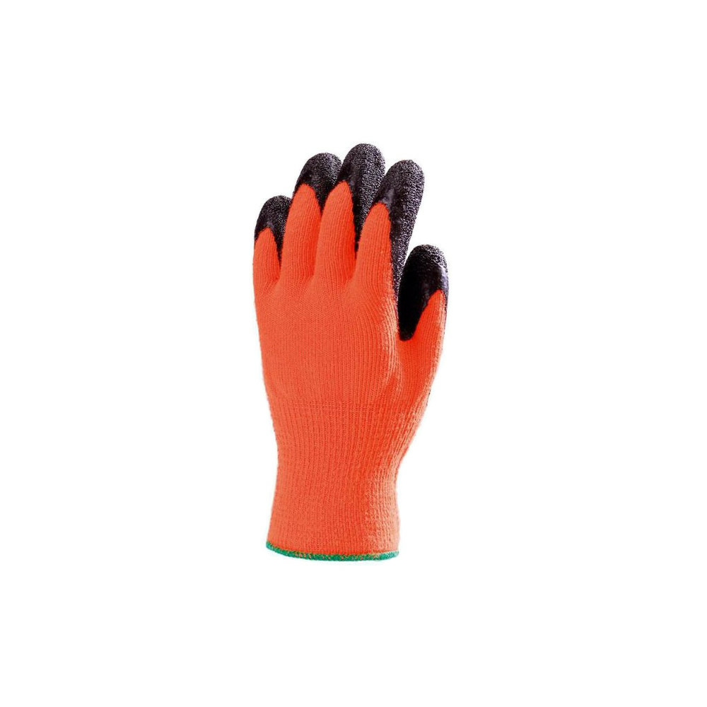 Gants tricot anti froid eurotechnique enduit latex orange fluo noir t9 coverguard mo6530 t9