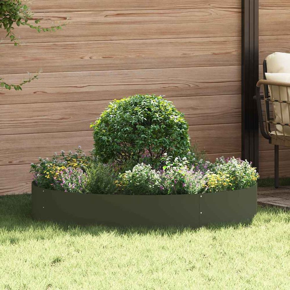 Grande jardinière carrée acier pour aménagement extérieur vert olive 120cm