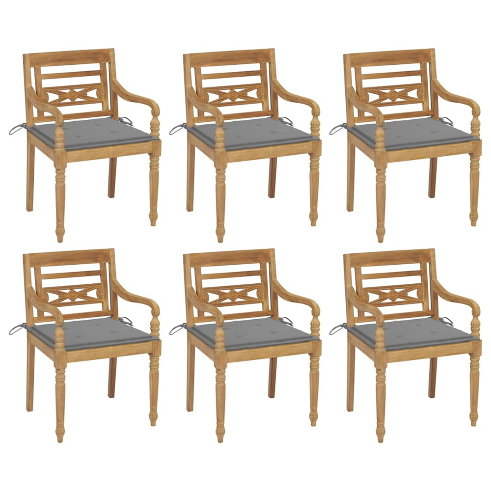 Chaises batavia avec coussins lot de 6 bois de teck solide