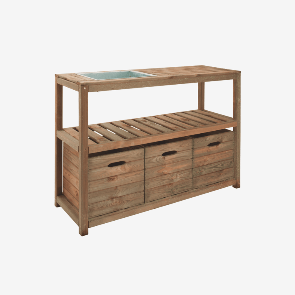 Table jardinage bois 129x45x90